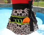 Vendor Apron / Half Apron with 6 Pockets / Utility/ Gardening / Teacher Gifts / Farmers Market / Day For Night Damask
