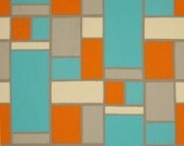 Bridesmaid Clutch/SALE and FREE SHIPPING/Fold Over Envelope Clutch /Premier Prints - Hopscotch in Dossett Mandarin (Orange, Grey &Turquoise)