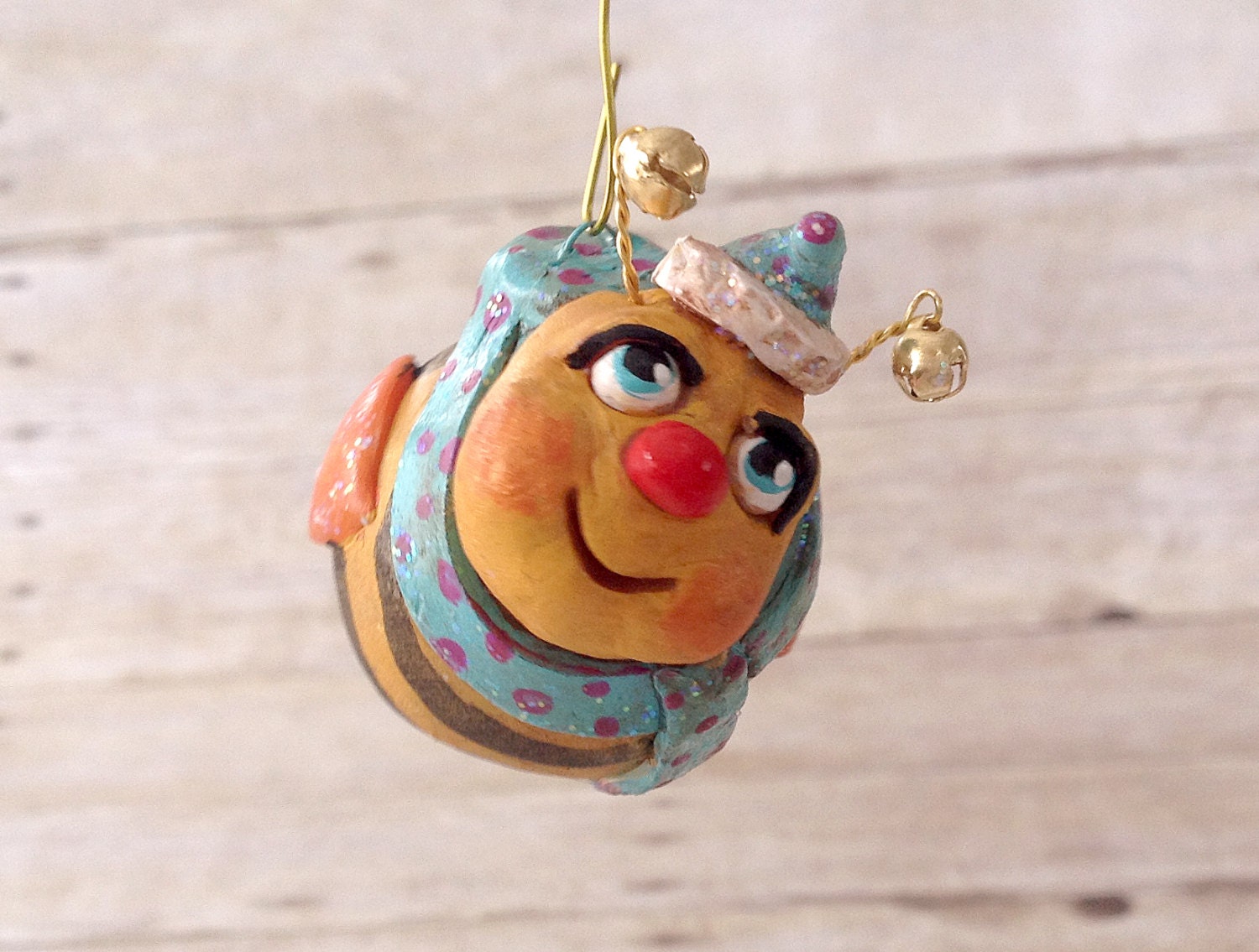 Busy Bee: Mini-Christmas Ornament, handmade whimsical original