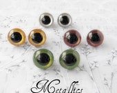 12mm Metallic Hand Painted Animal Eyes - 3 pairs Craft Safety Eyes - Your Choice