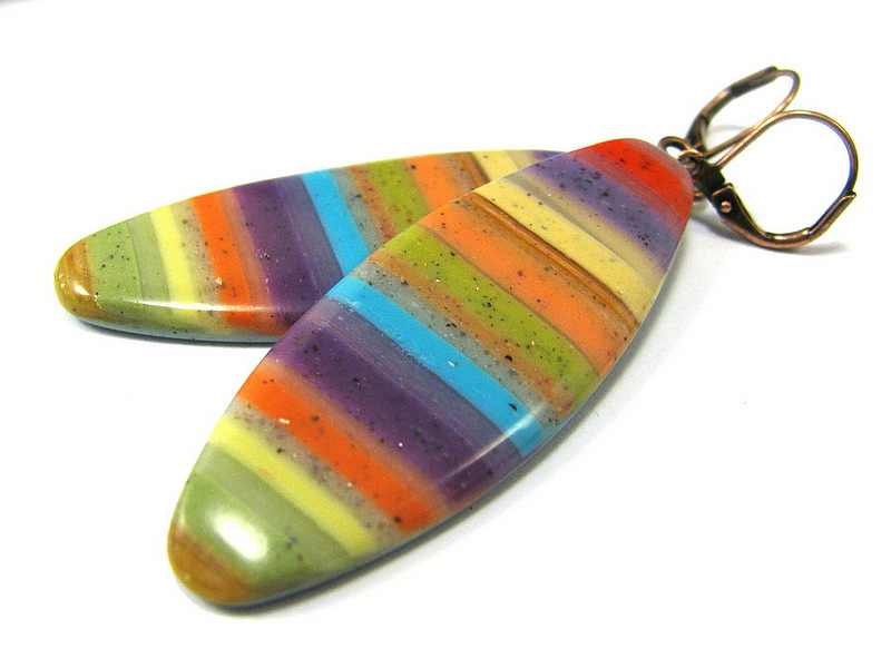 Southwestern Landscapes Series - Chasing Rainbows Polymer Clay Earrings Rice