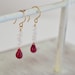 Minimalist Delicate Ruby and Moonstone Gold Earrings