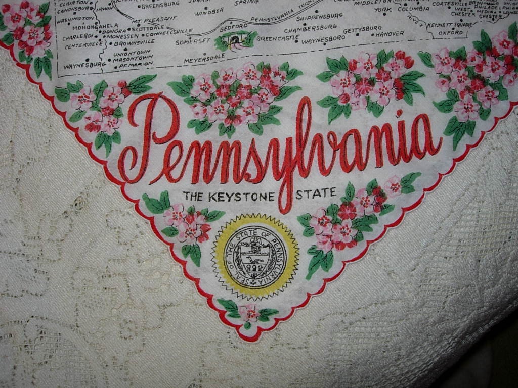 Vintage Pennsylvania  Hanky - Handkerchief Hankie