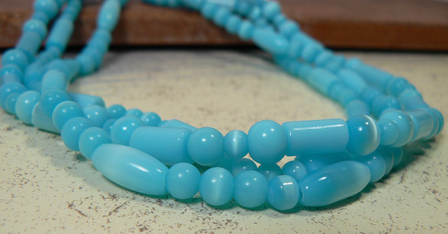 Multi Strand Turquoise Necklace, Silver Chain, Light Blue Necklace, Summer Jewelry, Blue Necklace, Statement Jewelry, Gifts For Her