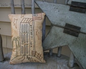Hand Stitched, Primitive, Pillow, Americana, Patriotic, Decorative Pillow, SFCOFH