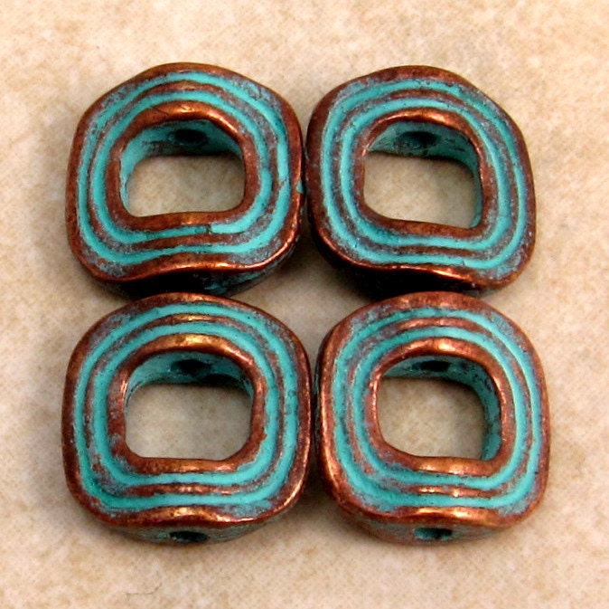 Mykonos Green Patina Metal Halo Bead,12 MM, 4 Pieces M190