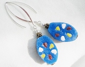 NEW ARRIVAL, Blue Krobos African Powder Glass Earrings