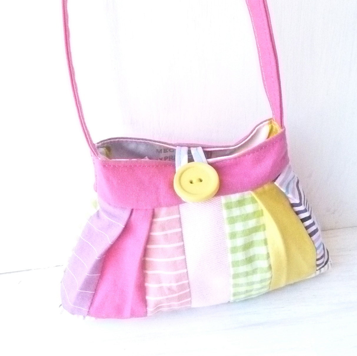 Cute Pink Small Purse - Pastel Baby Girl Bag - Little Vegan Toddler Kids Birthday Tiny Pleated Handbag - Childrens Toy