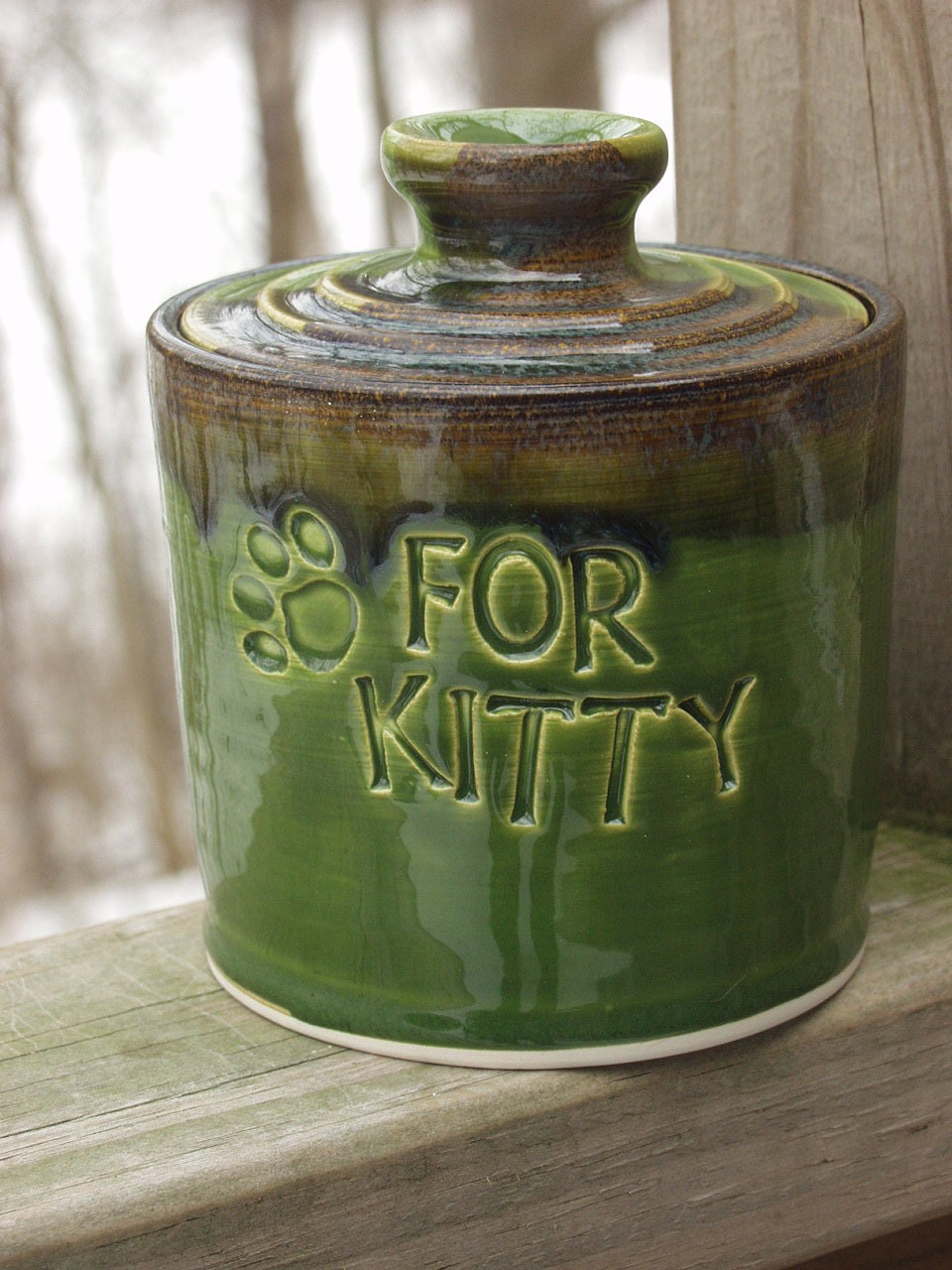 Kitty Cat Kitten Lidded Treat Jar For Kitty Ready to Ship