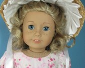 18 inch Doll Clothes American Girl Regency Straw Bonnet  Pink Trim
