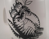 Vintage B. Kliban Cat Coffee Tea Cup Mug "2 Cats with Rose" Staffordshire England Kiln Craft