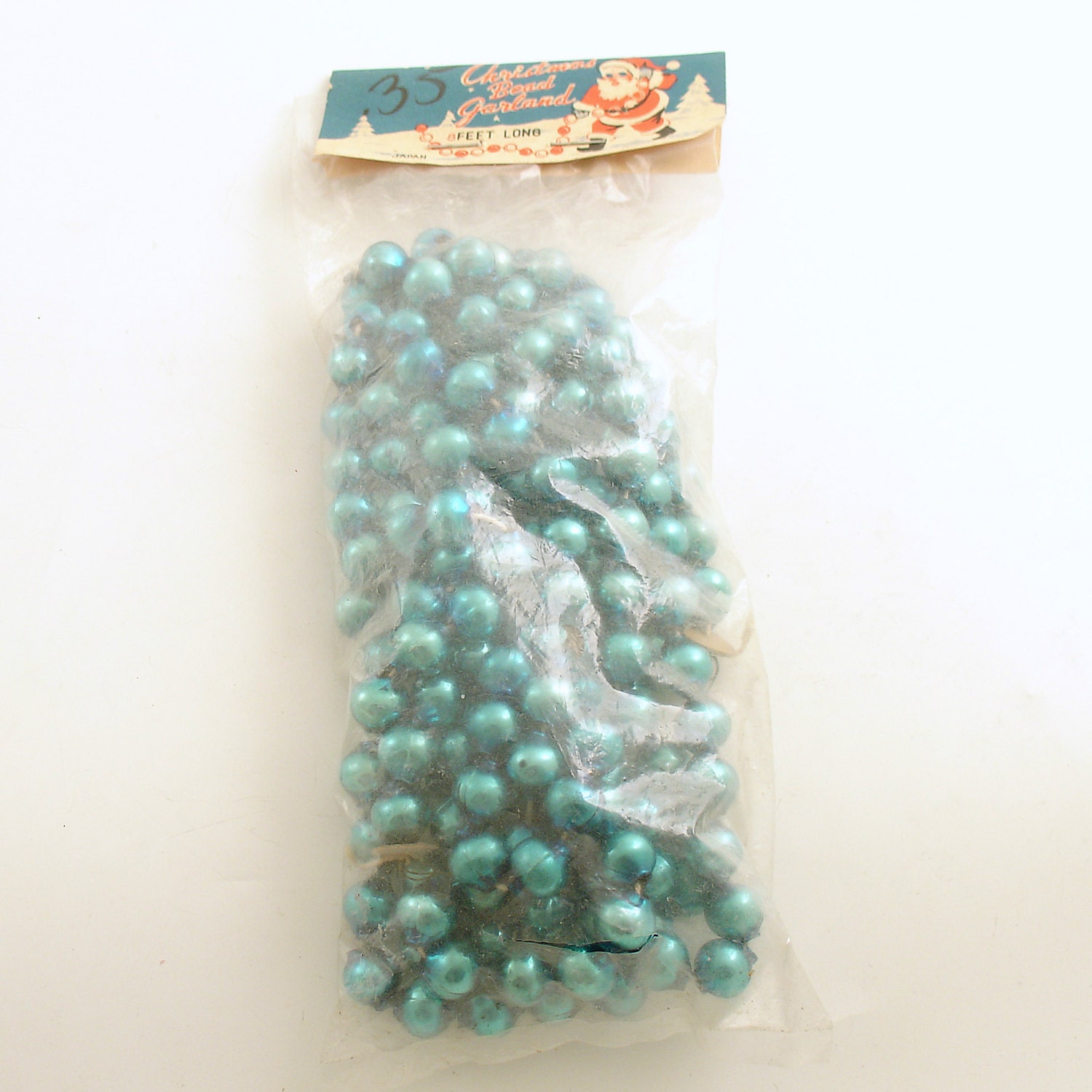 Vintage Glass Bead Garland Christmas Aqua