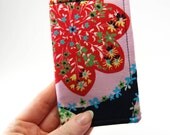 Business Card Holder, Small Wallet, Fabric Card Case, Gift Card, Card Carrier, Credit Card Holder,Amy Butler, blue lime pink
