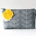 Clutch Purse, Zipper Pouch, Gray and Yellow- Bridesmaid Gift, Cosmetic Bag, Make Up Bag