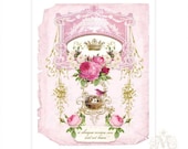 Birds nest Art Print, Baby Nursery, Birds, Pink, Shabby Chic, French Quote, A chaque oiseau son nid est beau