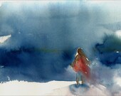 watercolor print landscape figure- abstract expressionist - alisapaints