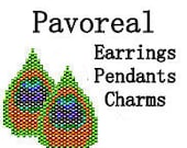 Brick Stitch Pattern Peacock Feather Beaded Earrings Charm Peyote Brick Stitch Pattern PDF Digital File