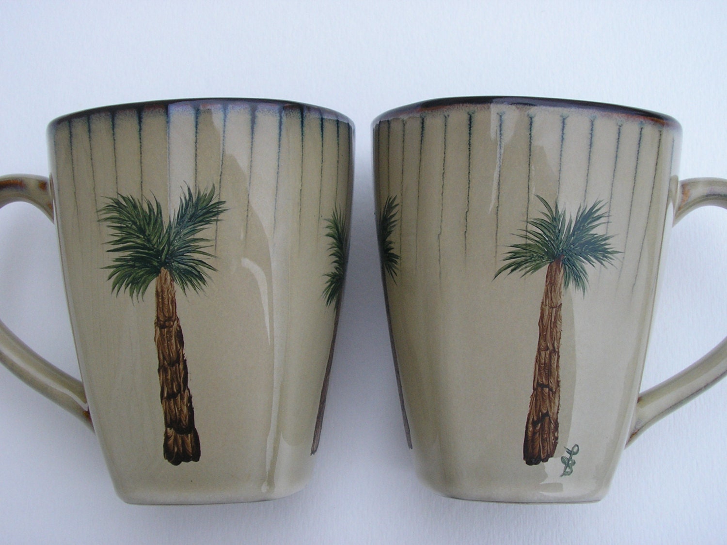 Palm Tree Cups Hand Painted Palm Tree Coffee Cups Set of 2