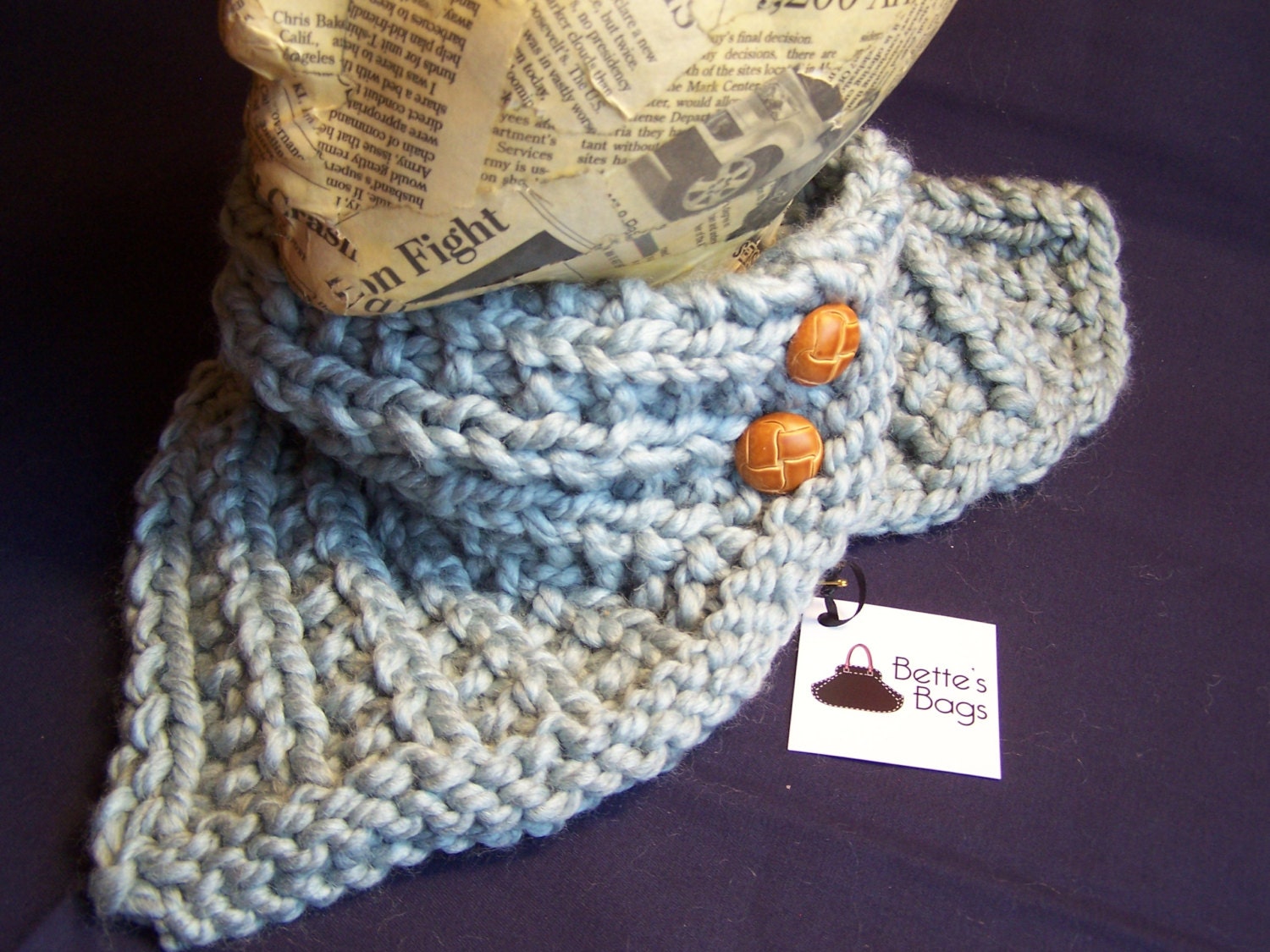 Knitted Light Blue Buttoned Neckwarmer