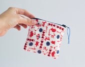 Handmade Zipper Pouch with Vintage Cave Painting Fabric