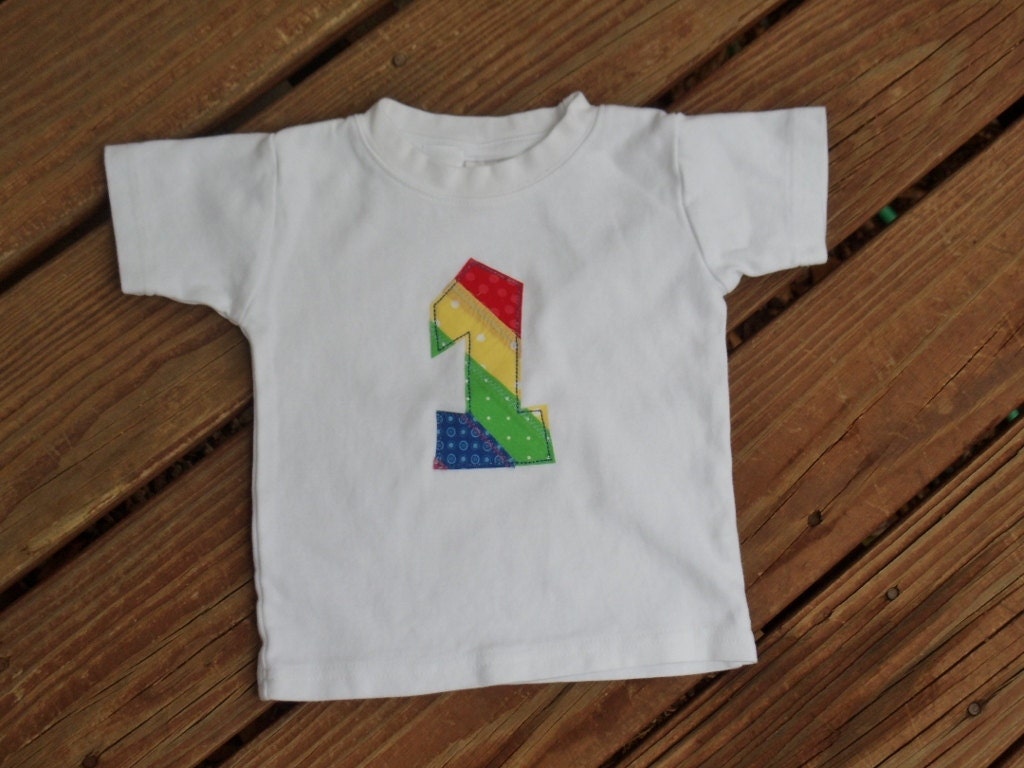 Boys Custom Initial  / Tie / Number Tee sz 6-12-18-24 mth 2T 3-4-5-6  in rainbow crayon colors mixed prints