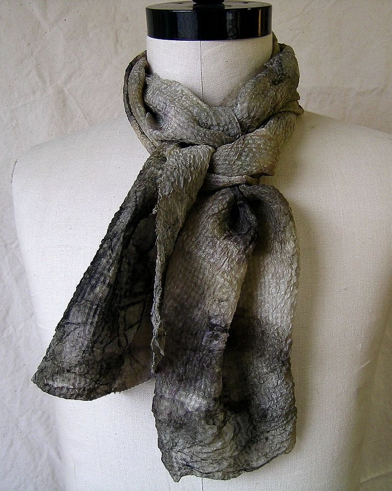 Warm Celery Eco-Dyed Silk Scarf
