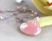 Rose Quartz Gemstone Pendant Hand Knotted Silk Cord Necklace 18 Inches