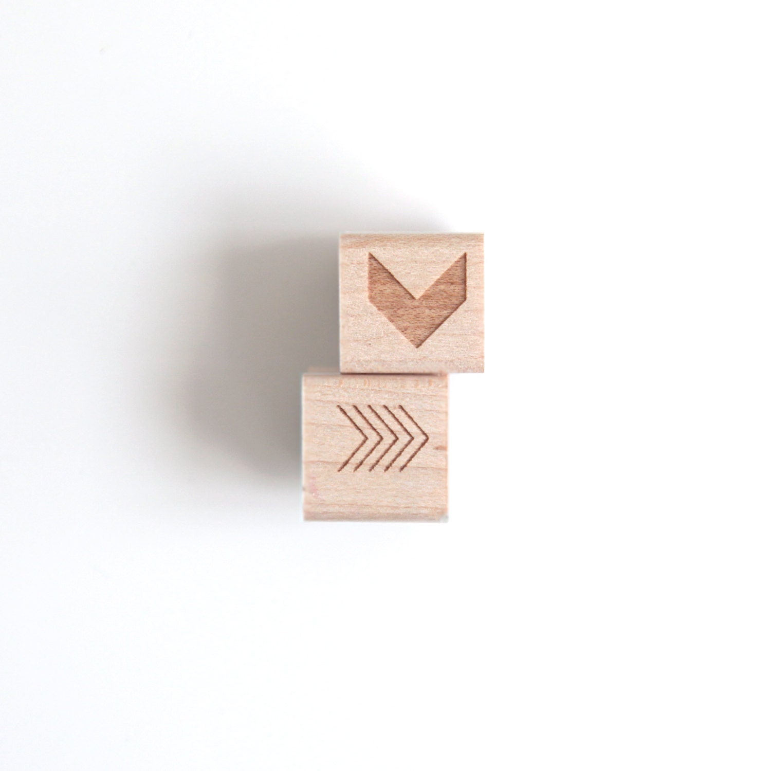Chevron and Arrows Mini Rubber Stamps (Wood Mounted), Original Geometric Design Set of 2