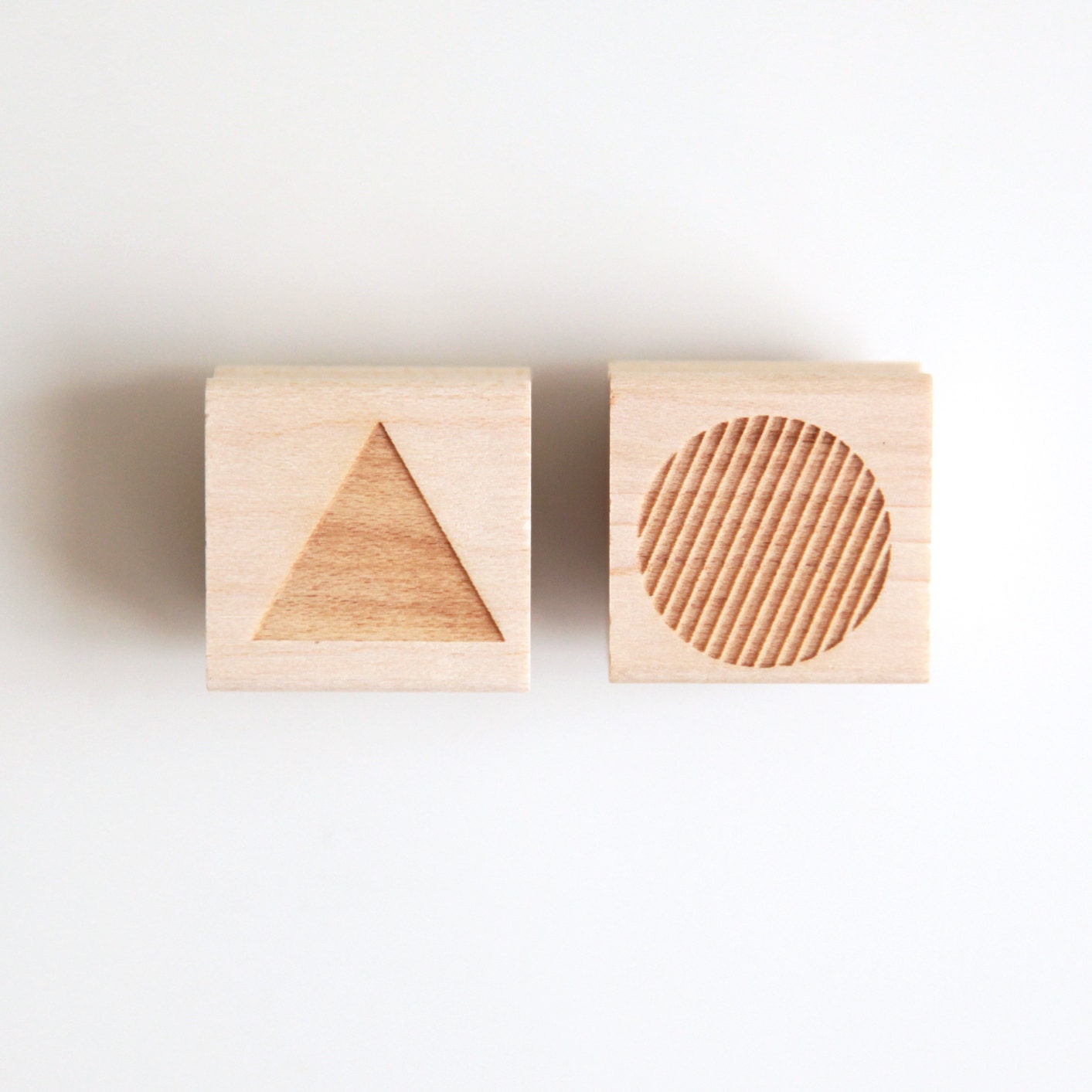 Choose 2 Mini Rubber Stamps (Wood Mounted), Thank You, Made with Love, Handmade, Monogram or Geometric Shapes, Petites Collection