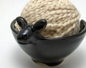 Lamb Shaped Ceramic Yarn Bowl in Black