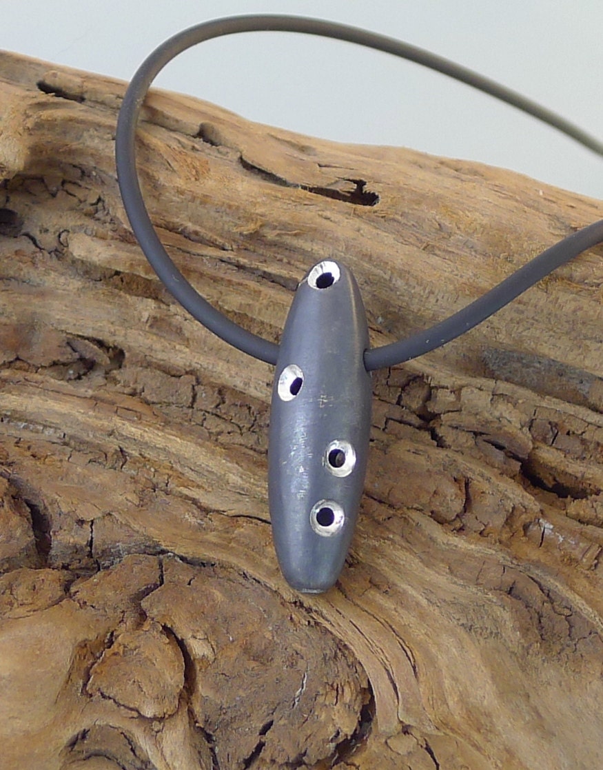 Crater I - Oxidized Sterling Silver and Ruby Capsule Necklace - N0650