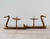 Sale: Was 19.00 Vintage Brass Viking or Swan Boat Candle Holders