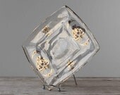 Georges Briard Gold Platter / Mid Century Modern Serving Plate / Gold Glass Bird Tray