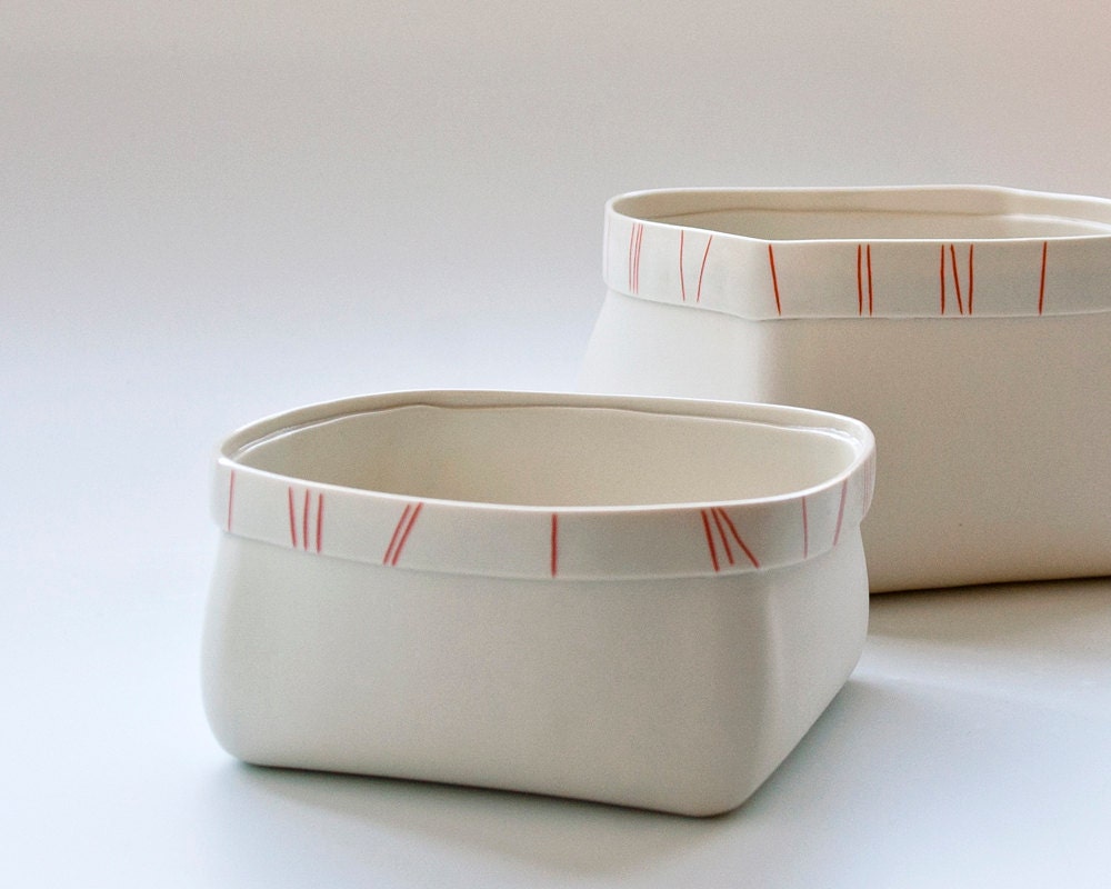 Medium Porcelain Serving Bowl. Contemporary ceramic fruit bowl. Designed and Manufactured By Wapa Studio