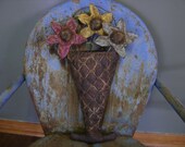 Primitive Spring Summer Flower Basket and Flowers...WOW