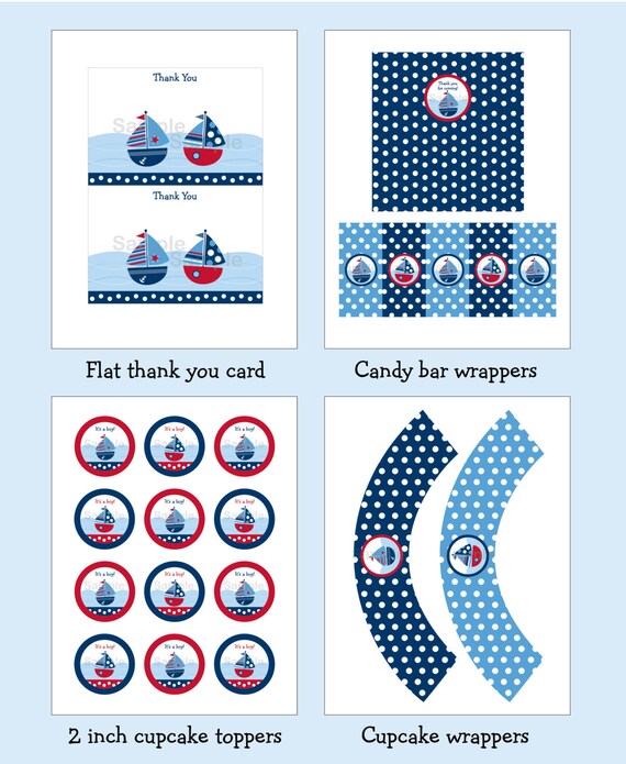 Sailboat Baby Shower Party Pack INSTANT DOWNLOAD Il_570xn