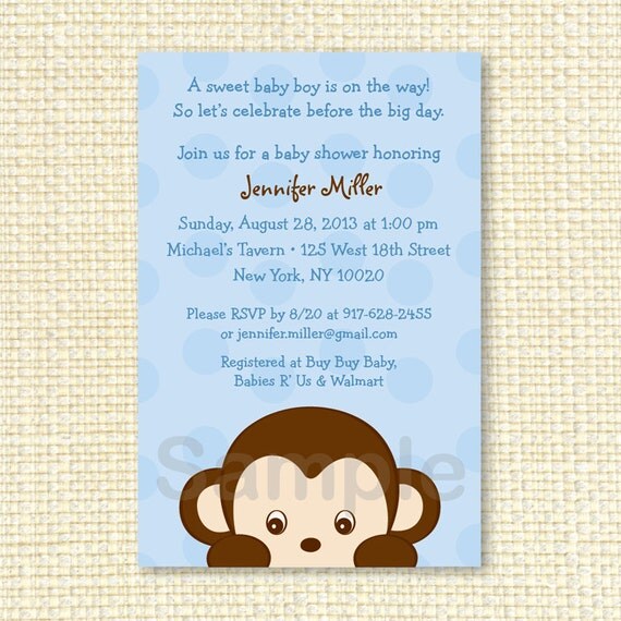 Monkey Baby Shower Invitation Printable Il_570xn