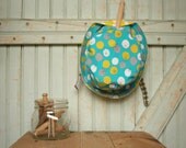 Toddler Organic Trick Sun Hat 6 to 12 Months - Turquoise Blue and Yellow Summer Bucket Cap