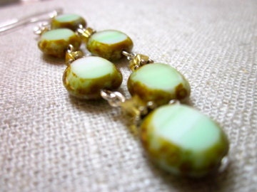Mint green drops sterling silver earrings