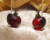 Vintage Glass Cherry Earrings Austrian