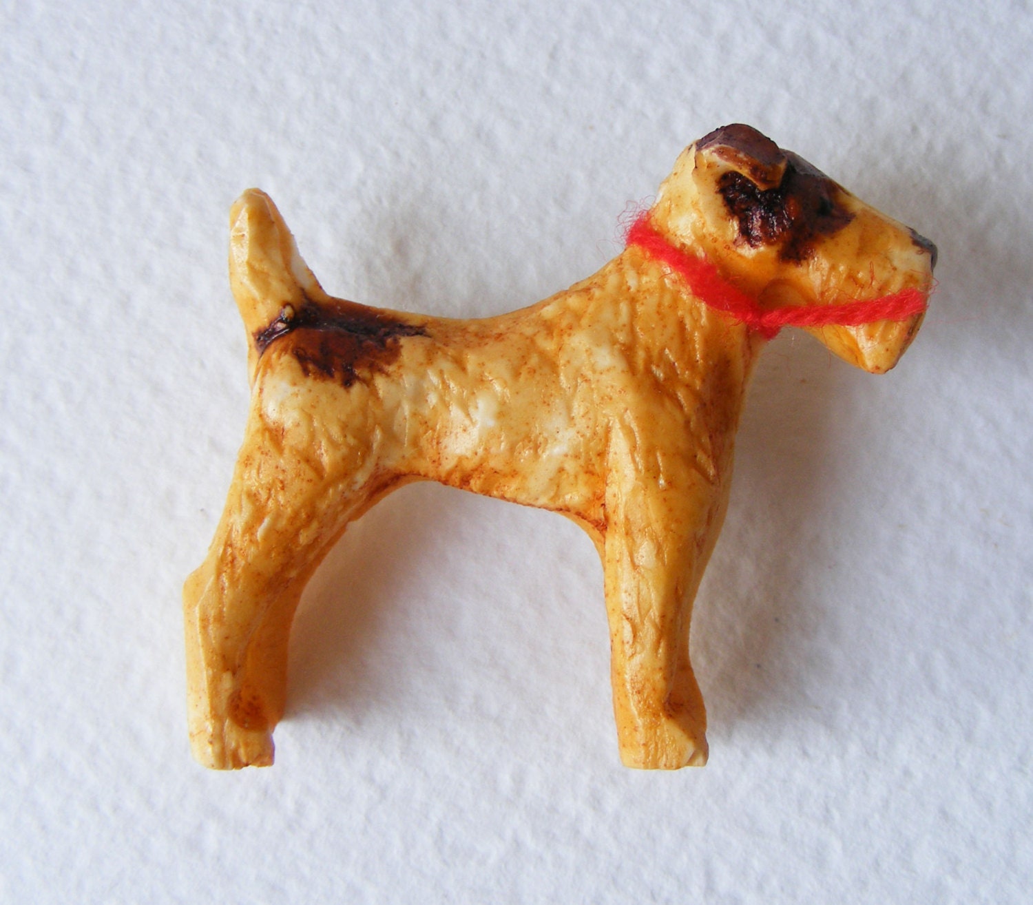 Handmade Terrier Dog  BROOCH .. ooak .. Handpainted reproduction of Sweet little vintage Dog
