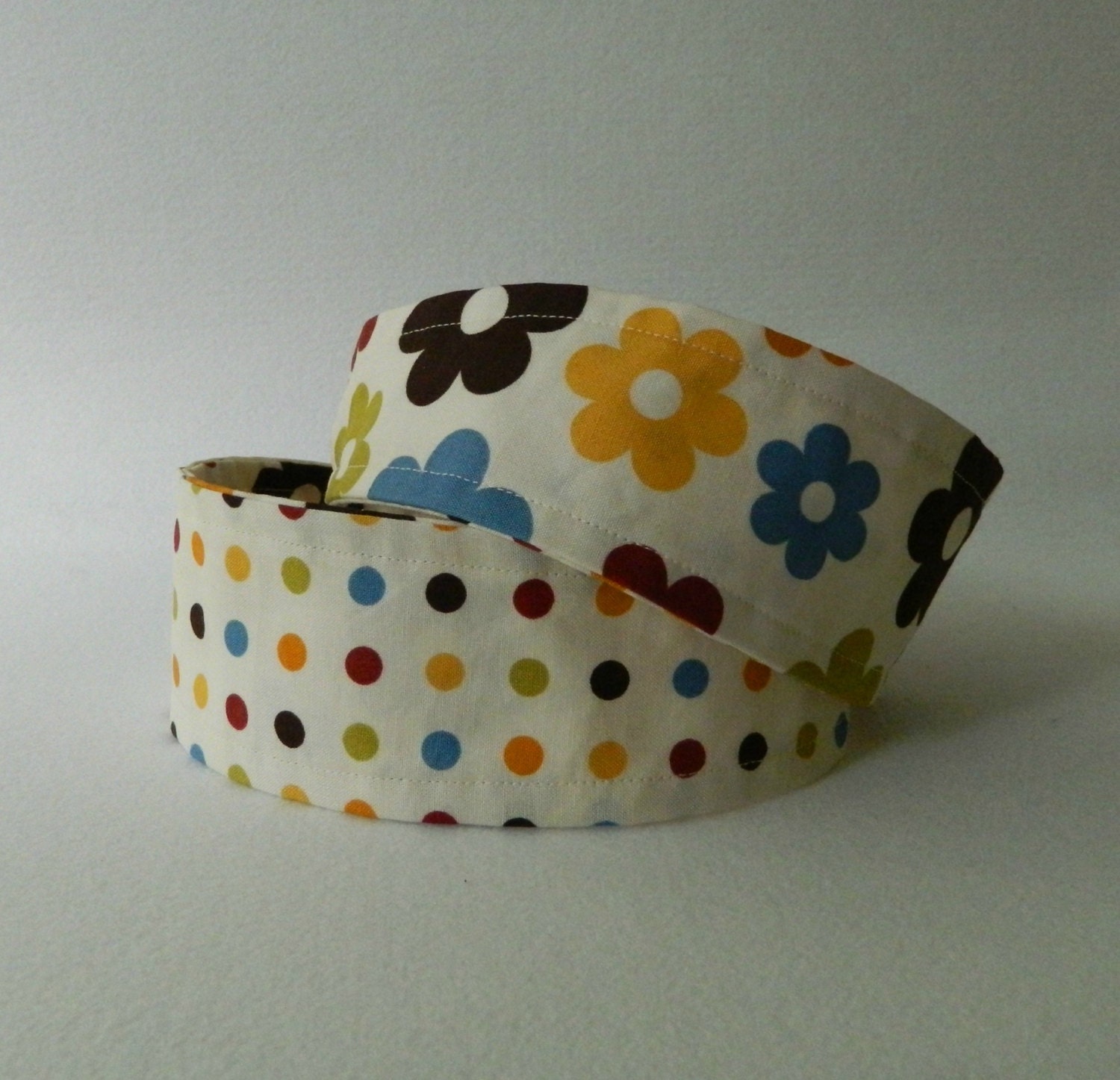 2-in-1 Reversible Headband- Flower Power and Polka Dots