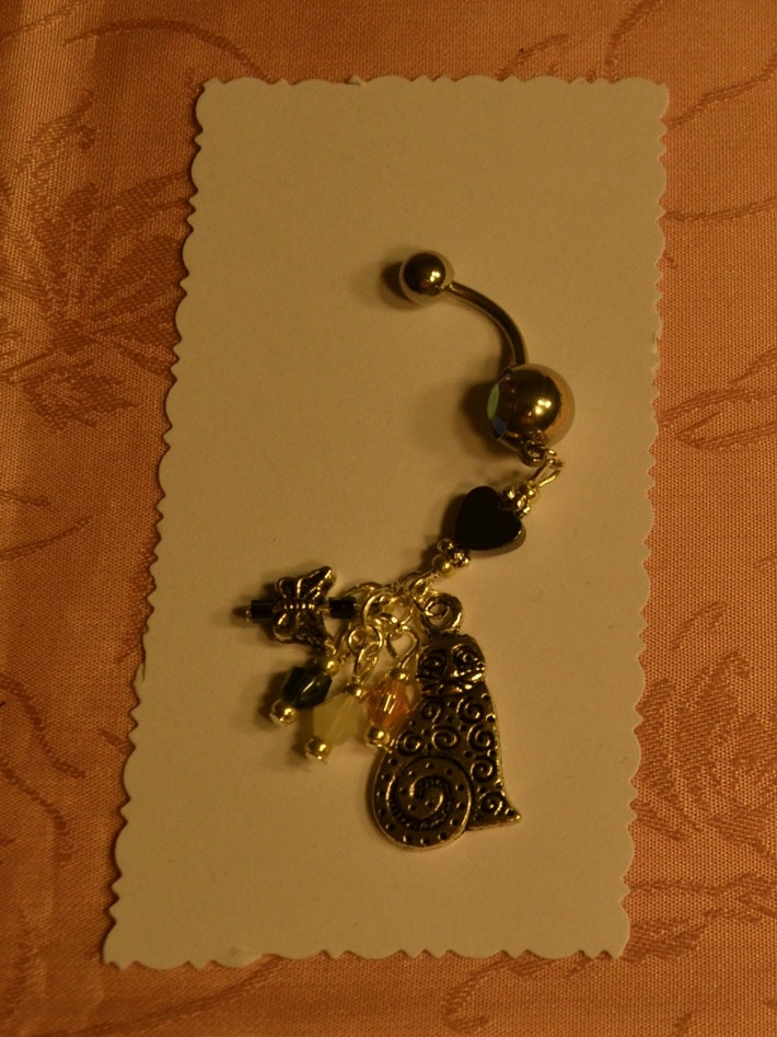 Calico Crystals, Cat, Rhinestone Crystal Belly Button Ring