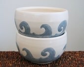 Ocean Waves Nautical Teacups - Set of 2 Pottery Tea Cups