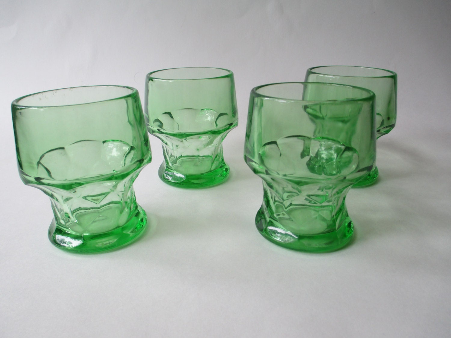 Retro Vintage Green Georgian Bar Glasses Set of Four