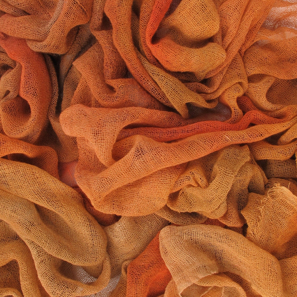 Hand dyed cotton gauze, cotton scrim - light brown, tan, terracotta, toffee, caramel, earth