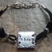 Hip- Mom Leather Handstamped  Silver Bracelet