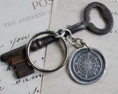 compass wax seal key ring key chain... wax seal accessory in sterling silver