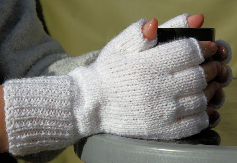 White Fingerless Gloves