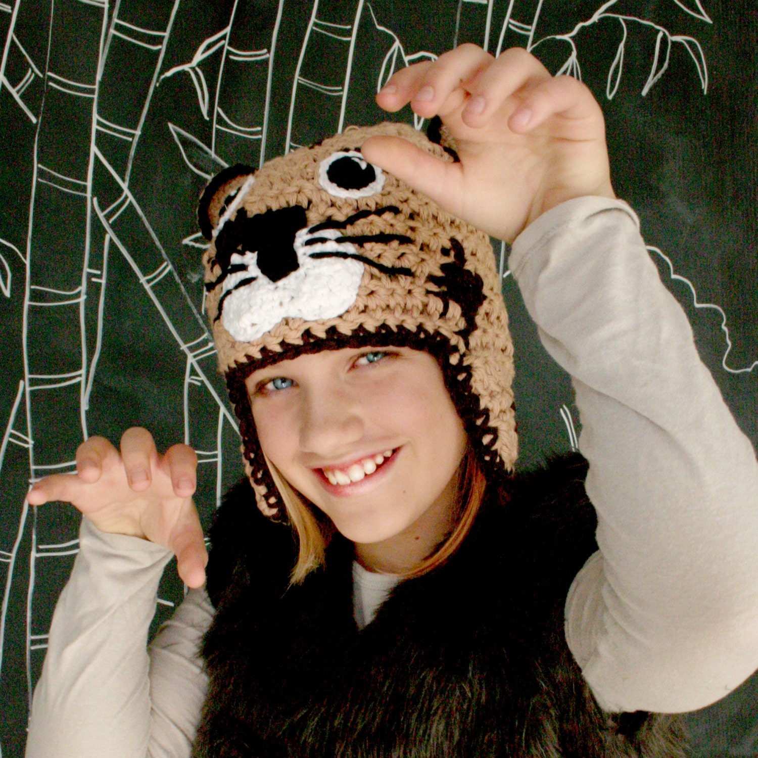 Cheetah Hat with Ear Flaps